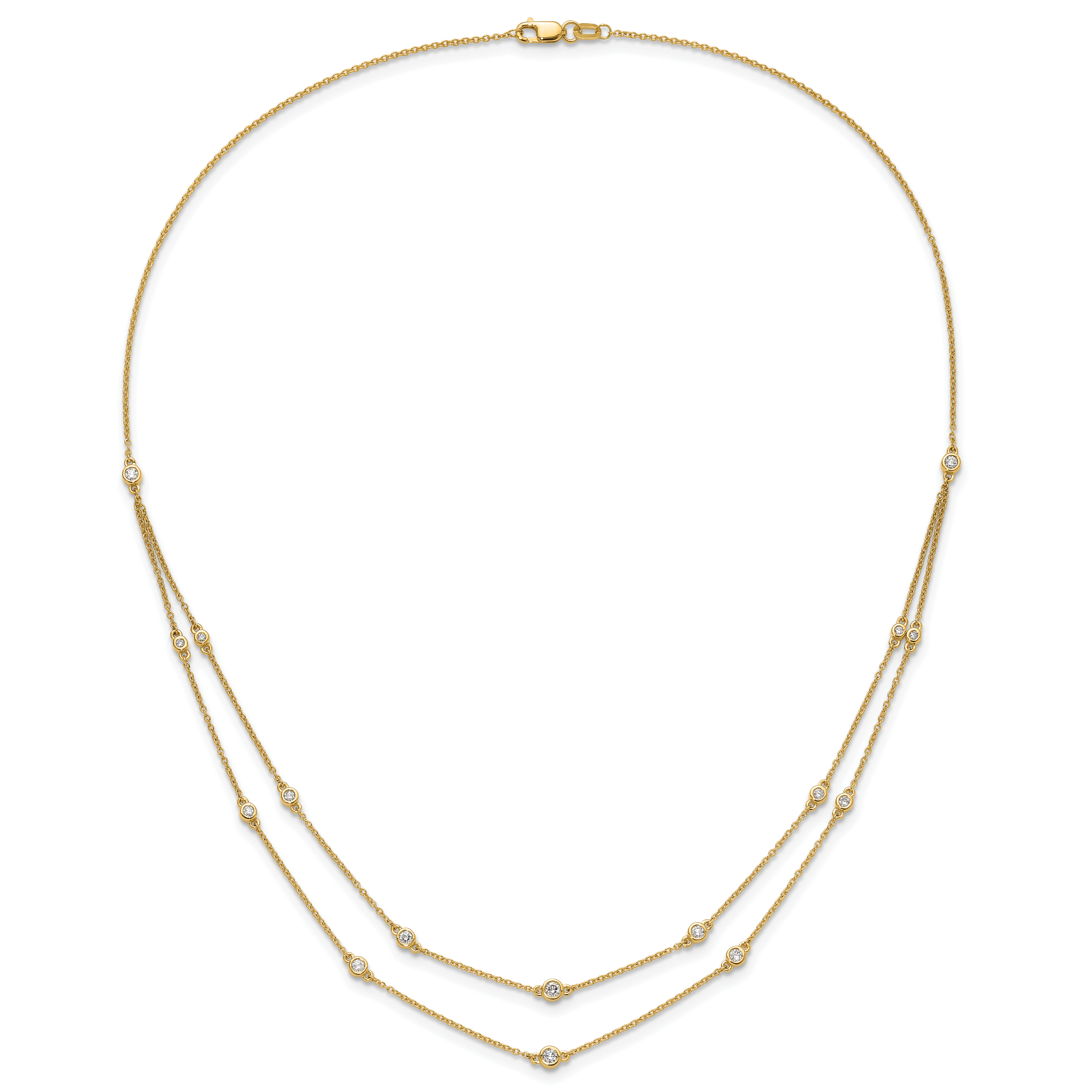 14k 1/2 carat Lab Grown Diamond VS/SI+ G+ Sixteen Station Double Strand 18 inch Necklace