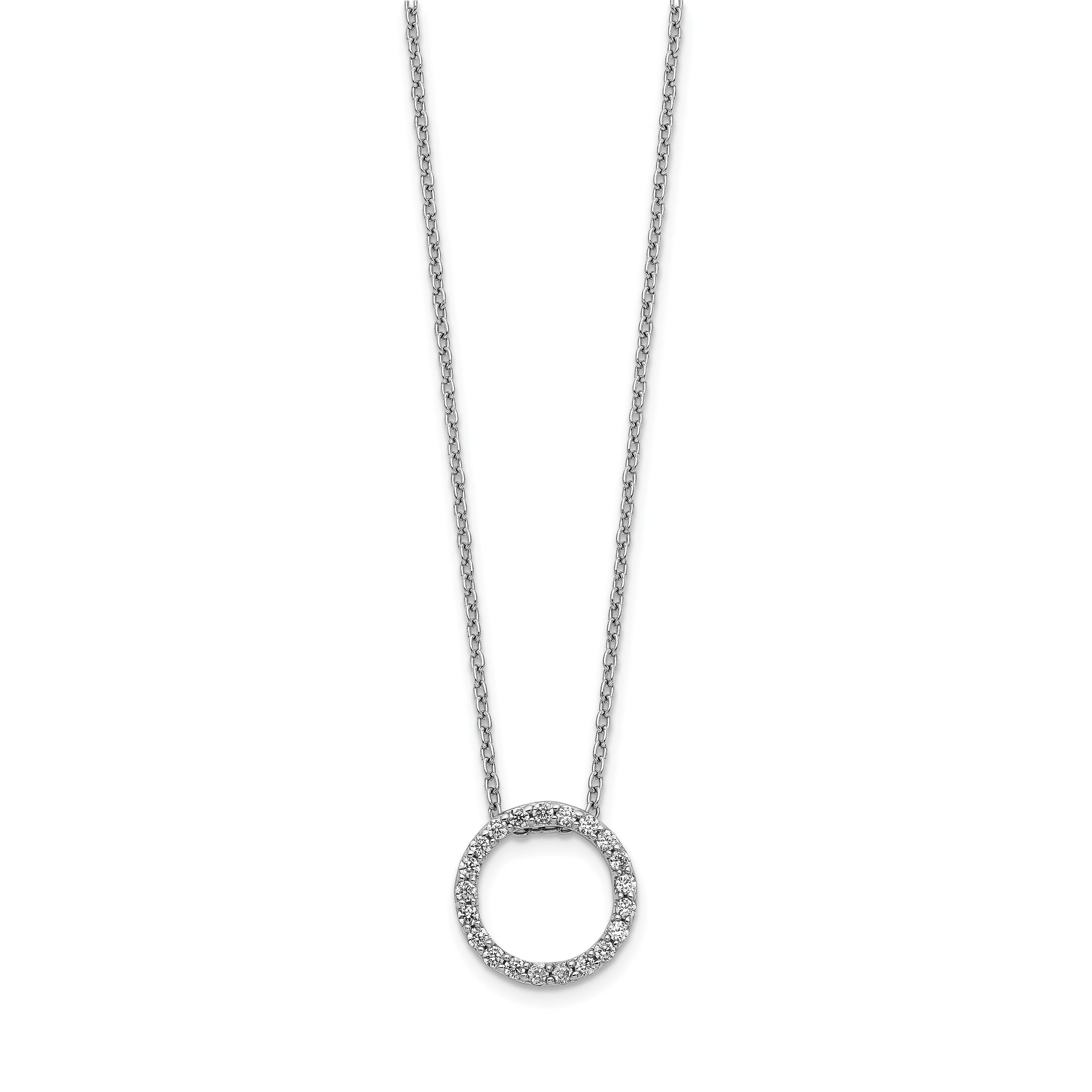 14k White Gold 1/4 carat Lab Grown Diamond VS/SI+ G+ 18 inch Round Pendant Necklace