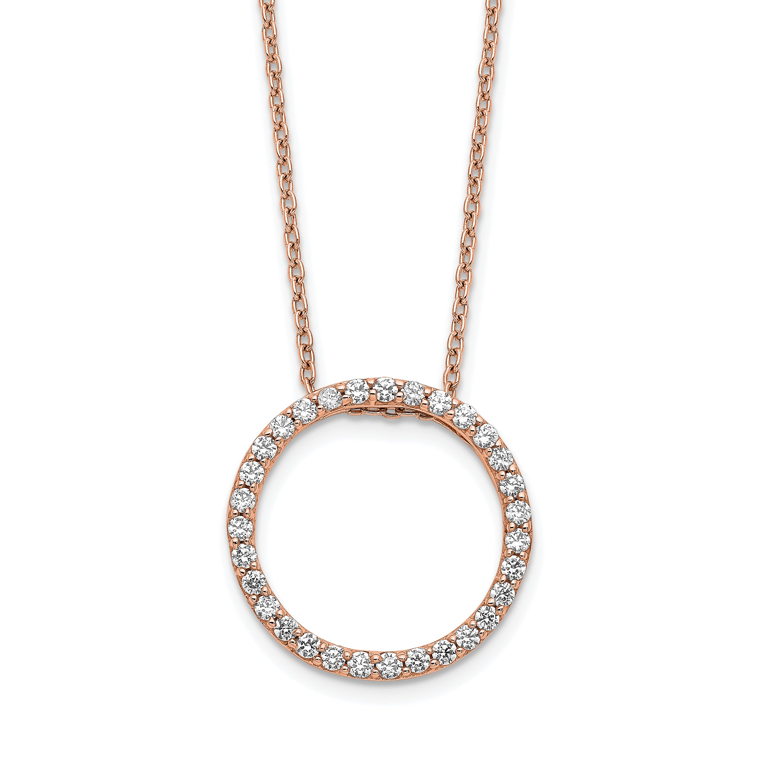 14k Rose Gold 1/2 carat Lab Grown Diamond VS/SI+ G+ 18 inch Round Pendant Necklace Main image