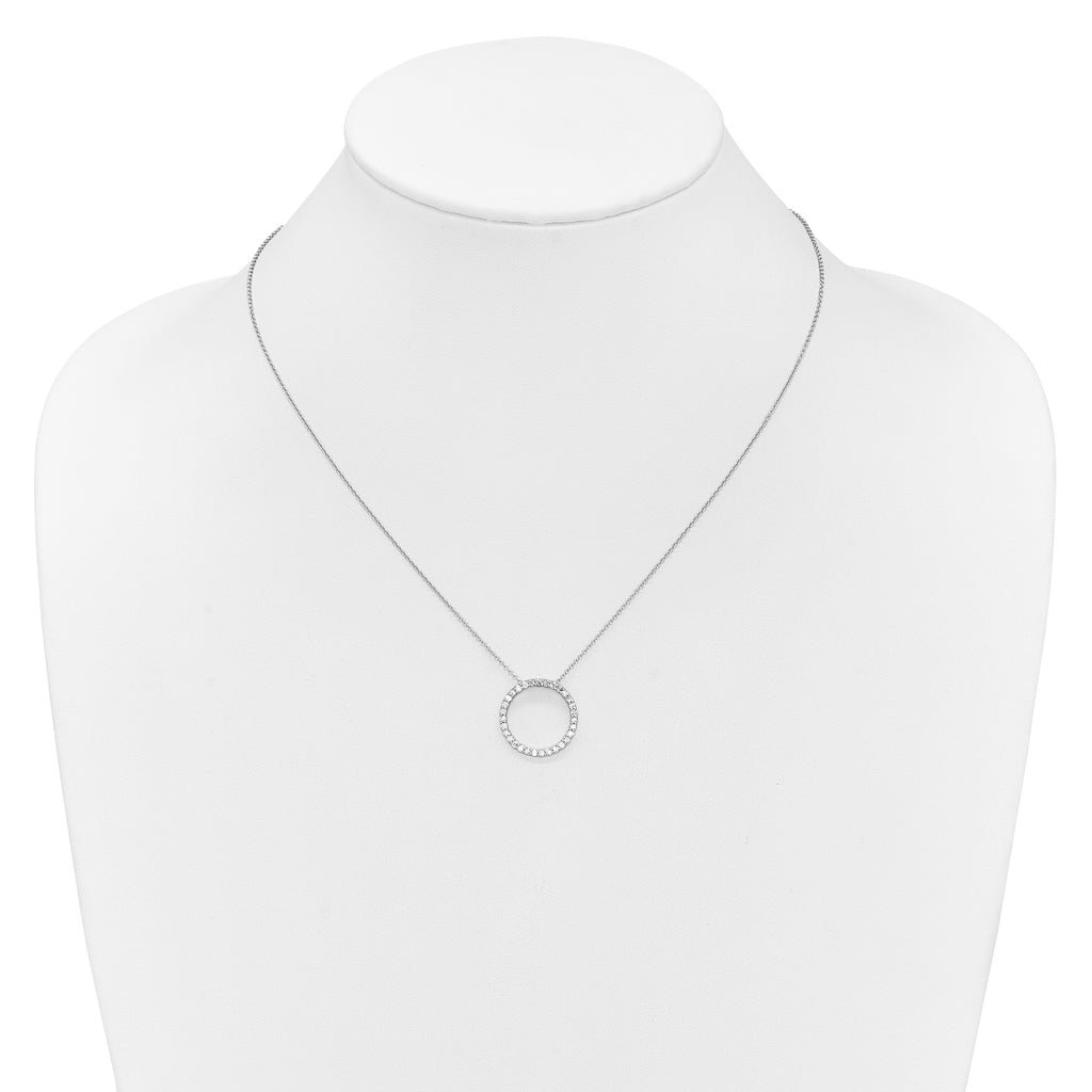 14k White Gold 1/2 carat Lab Grown Diamond VS/SI+ G+ 18 inch Round Pendant Necklace