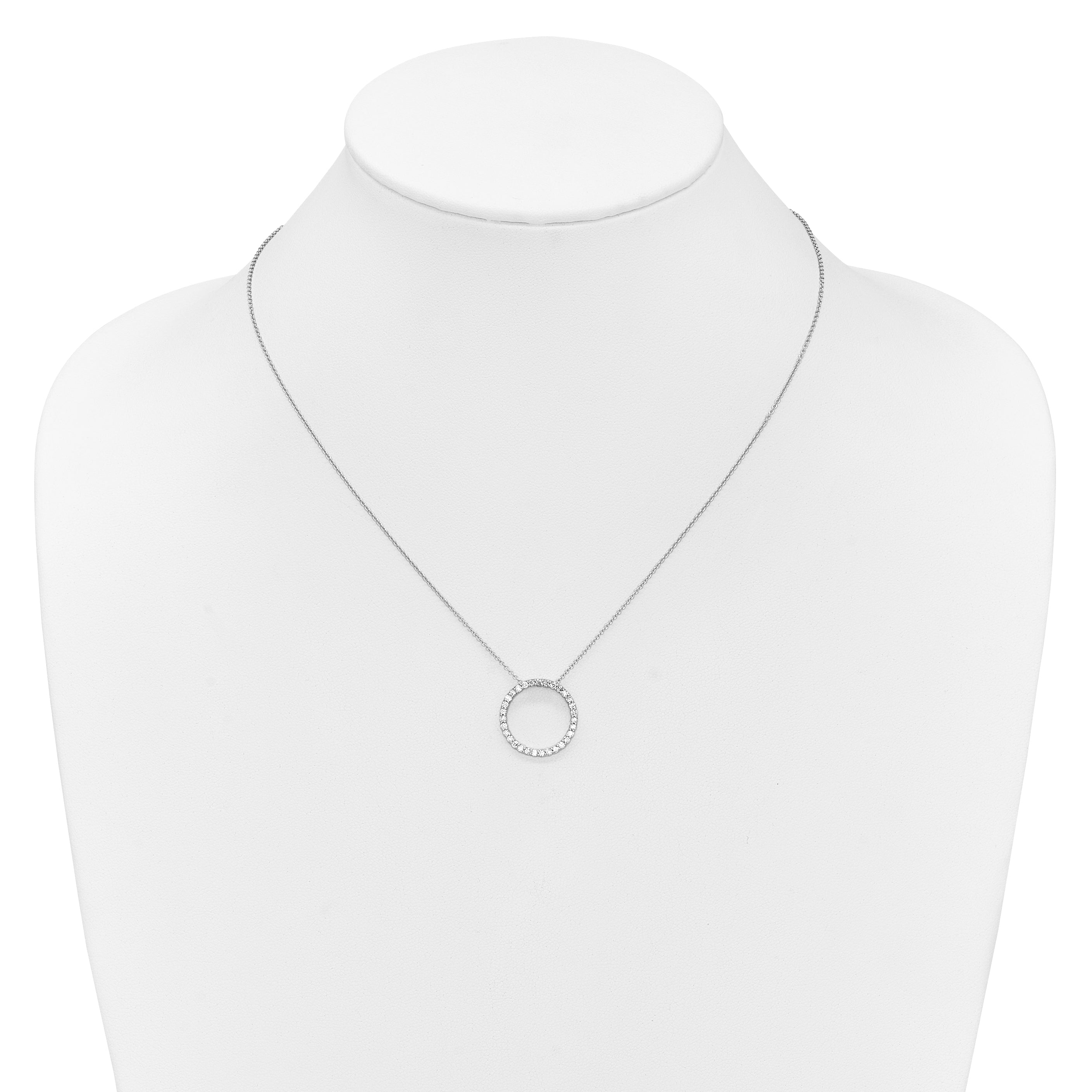 14k White Gold 1/2 carat Lab Grown Diamond VS/SI+ G+ 18 inch Round Pendant Necklace
