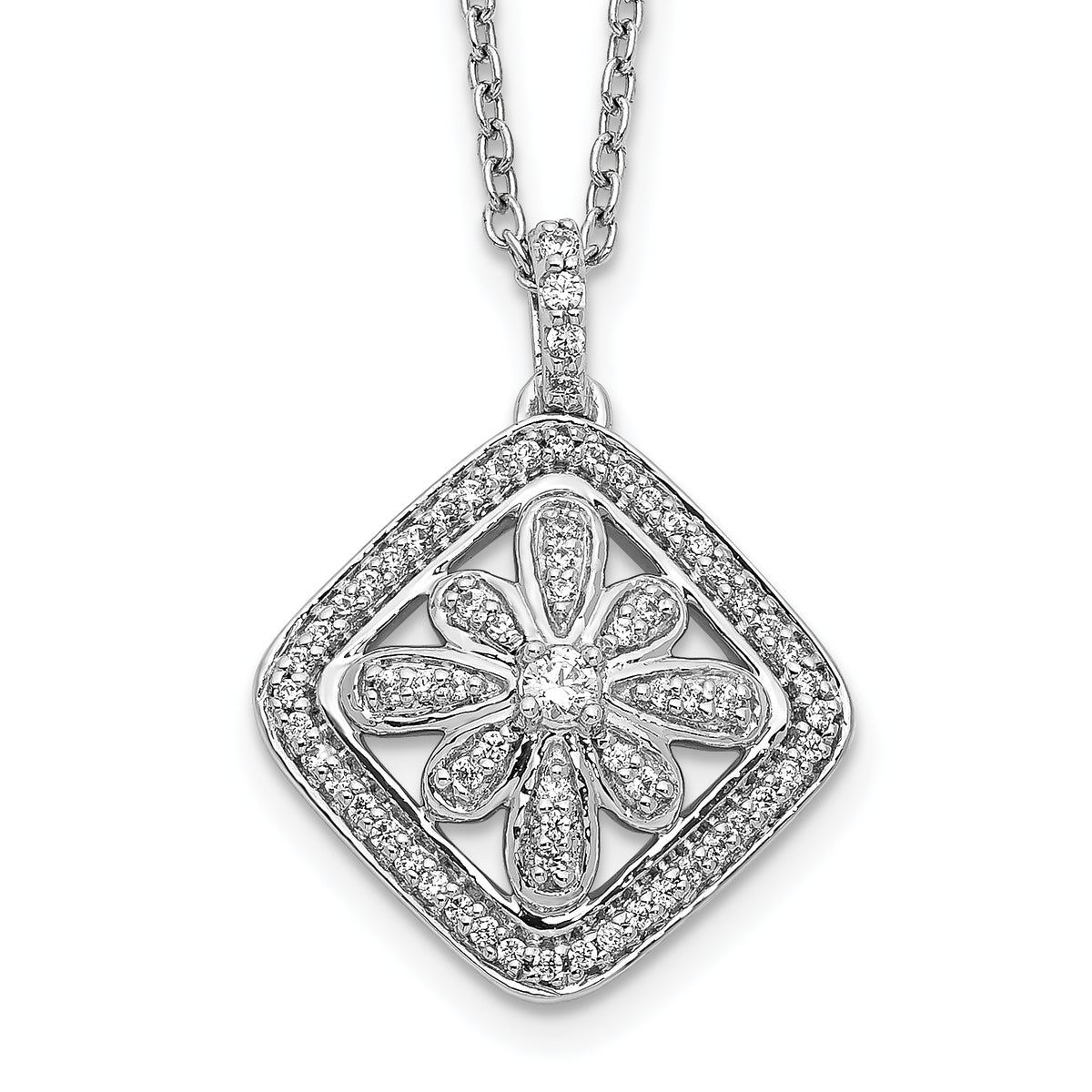 14k White Gold 1/4 carat Lab Grown Diamond VS/SI+ G+ 18 inch Vintage Necklace