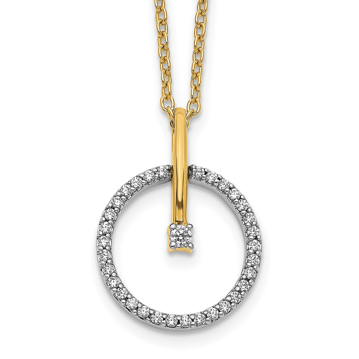 14k Two-Tone 1/5 carat Lab Grown Diamond VS/SI+ G+ Complete 18 inch Circle Necklace