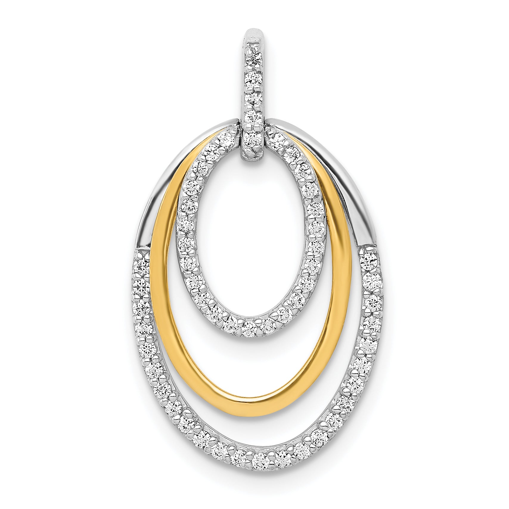 10k Two-tone 1/4ct. Diamond Fancy Triple Oval Pendant Main image