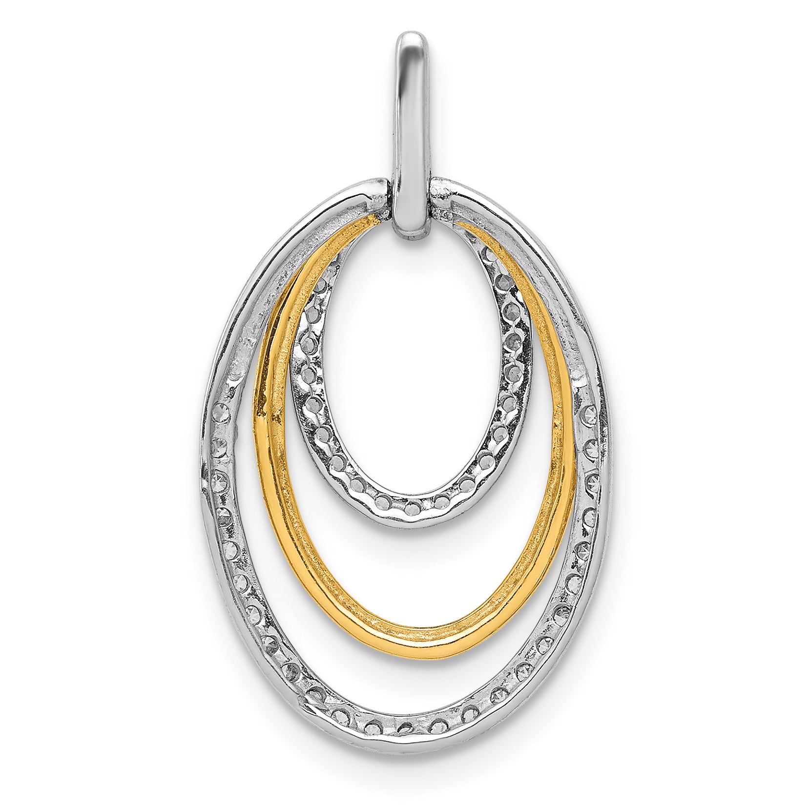 14k Two Tone 1/4 carat Lab Grown Diamond VS/SI+ G+ Complete Triple Oval Dangle Pendant