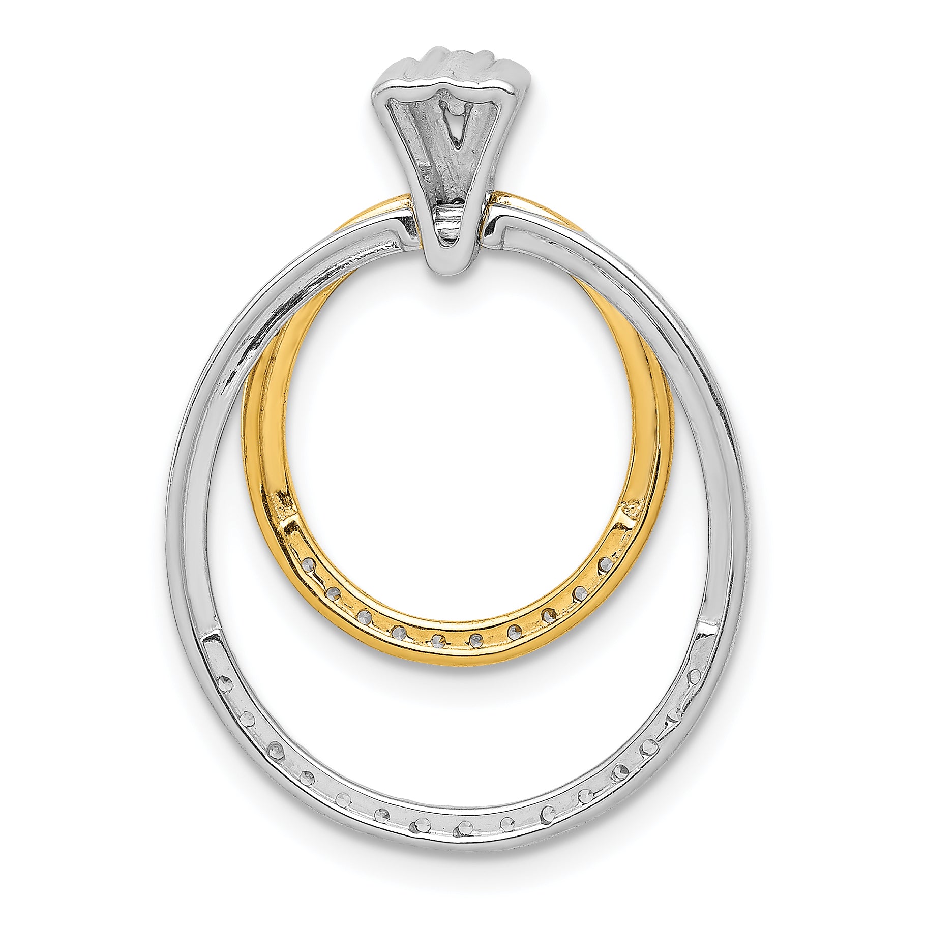 14k Two Tone 1/4 carat Lab Grown Diamond VS/SI+ G+ Complete Double Circle Dangle Pendant