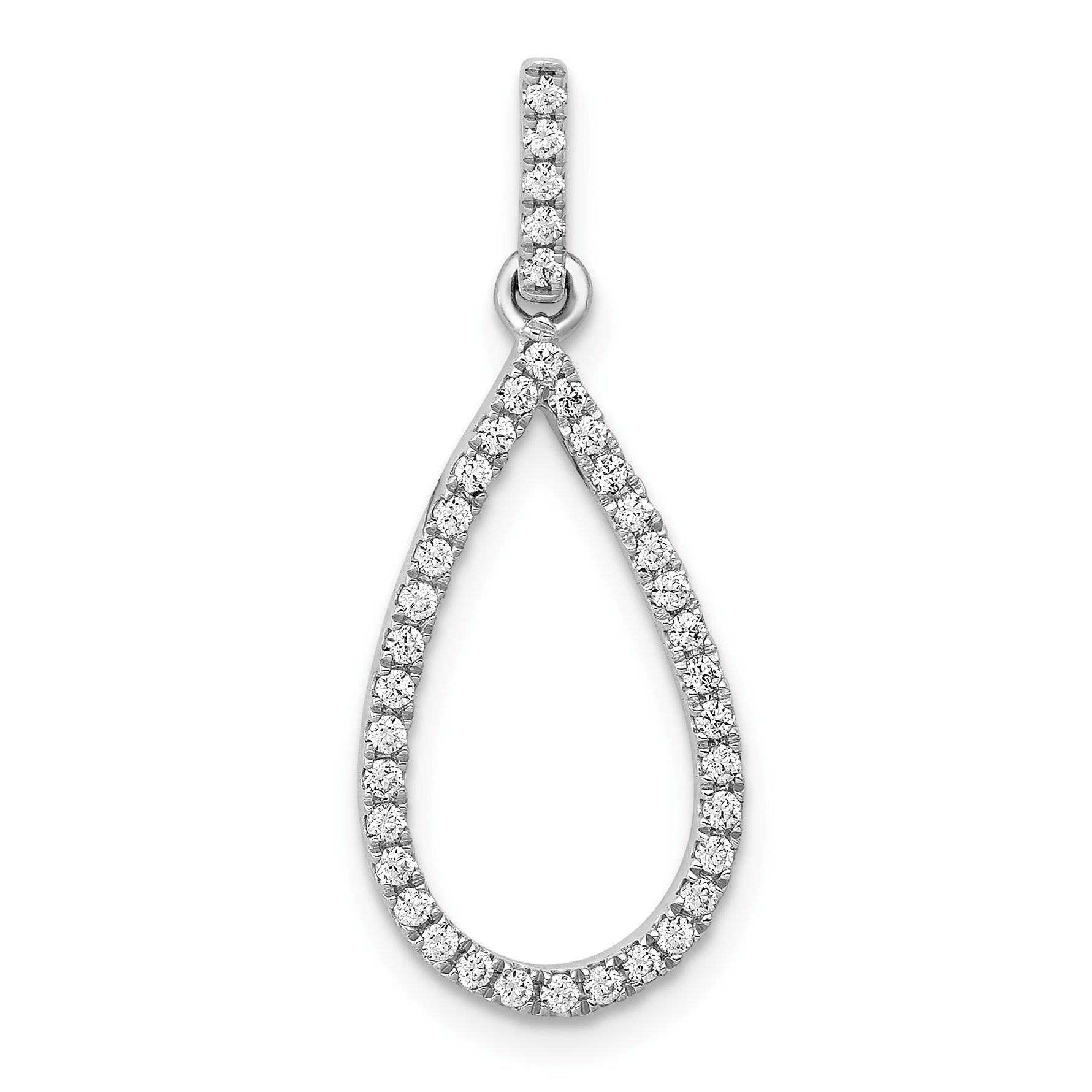14k White Gold 1/4 carat Lab Grown Diamond VS/SI+ G+ Complete Teardrop Dangle Pendant Main image