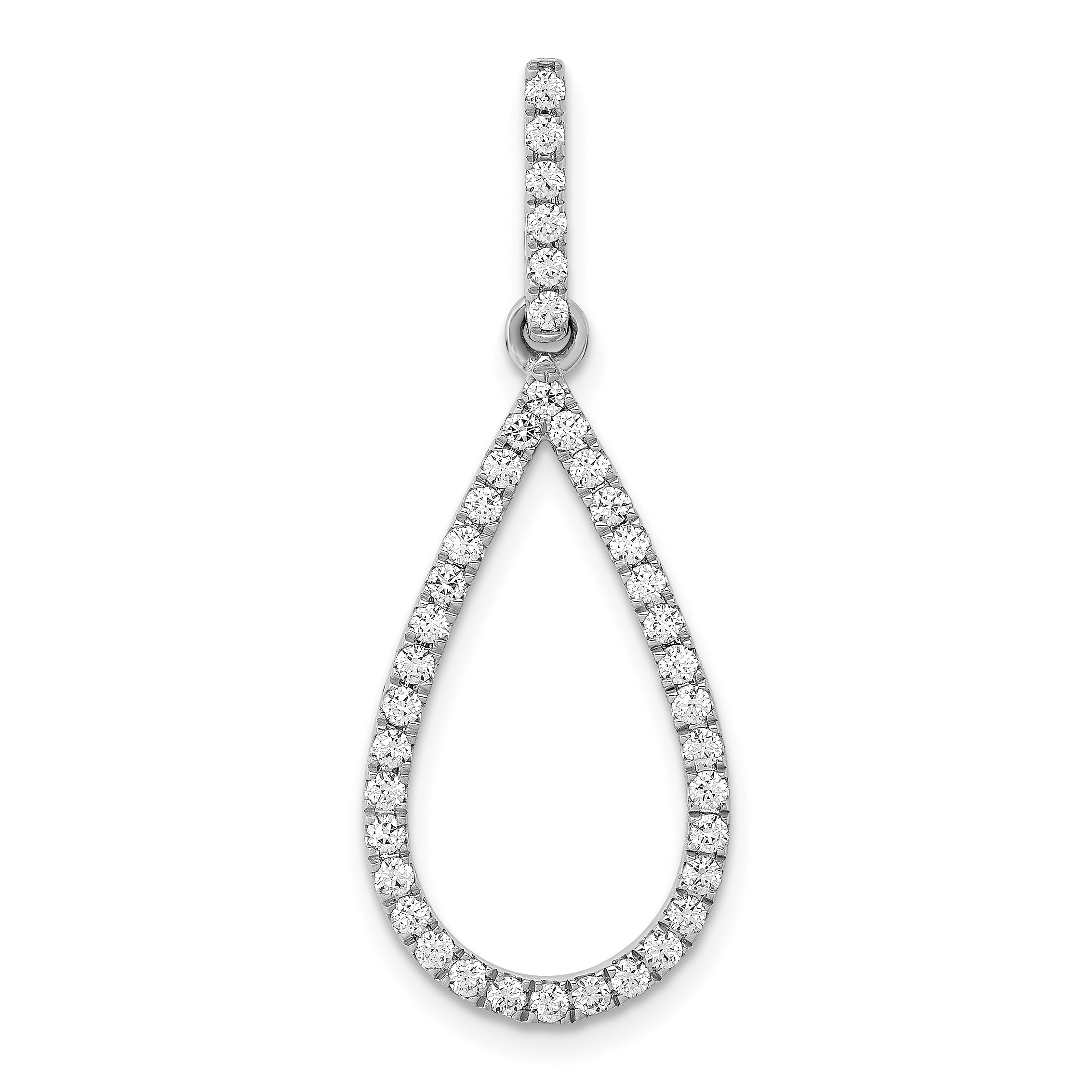 14k White Gold 1/2 carat Lab Grown Diamond VS/SI+ G+ Complete Teardrop Dangle Pendant Main image