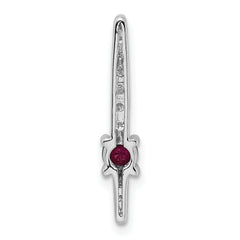 14k White Gold 1/6 carat Lab Grown Diamond VS/SI+ G+ and Lab Created Ruby Chain Slide Pendant
