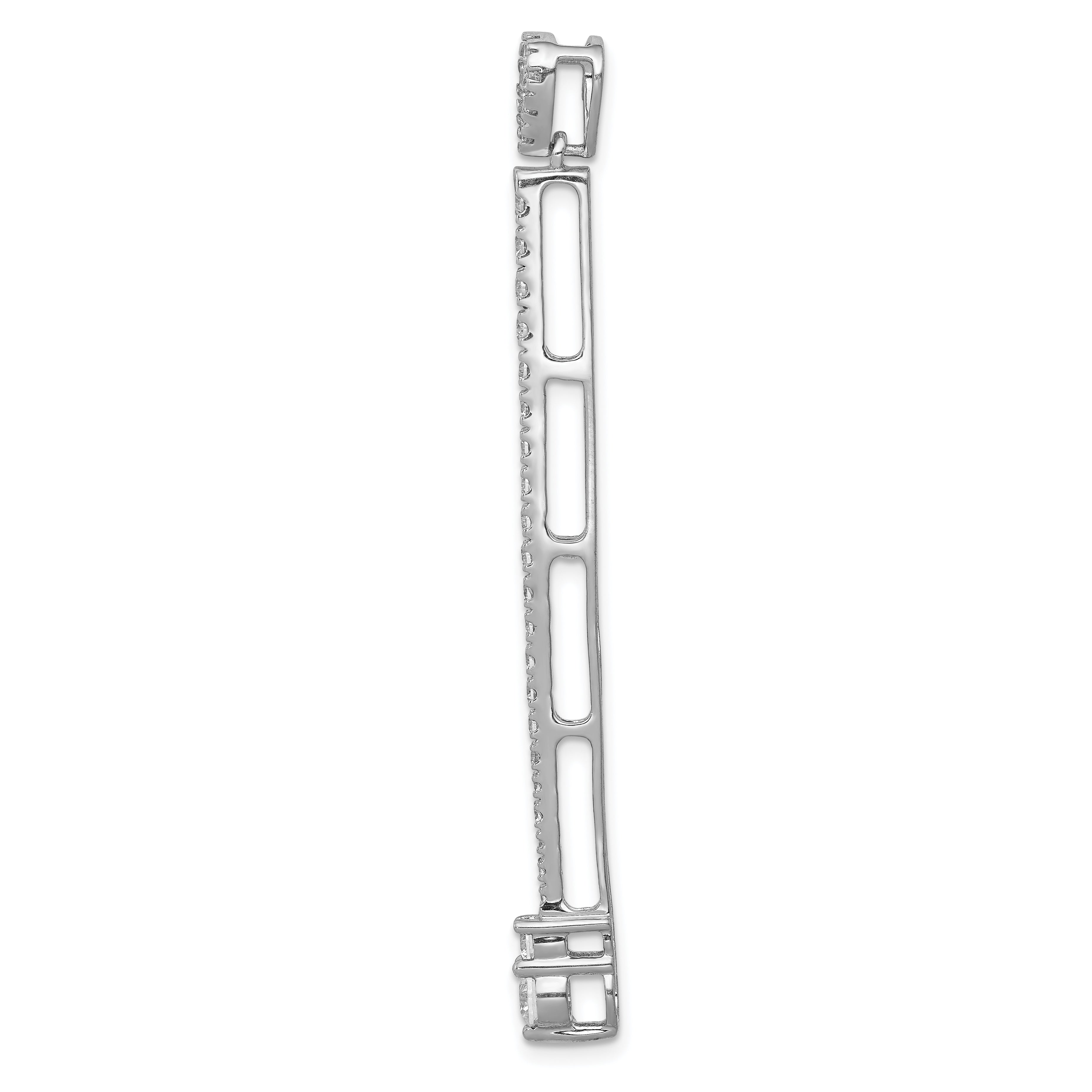 14k White Gold 1 carat Lab Grown Diamond VS/SI+ G+ Fashion Bar Chain Slide Pendant Secondary image