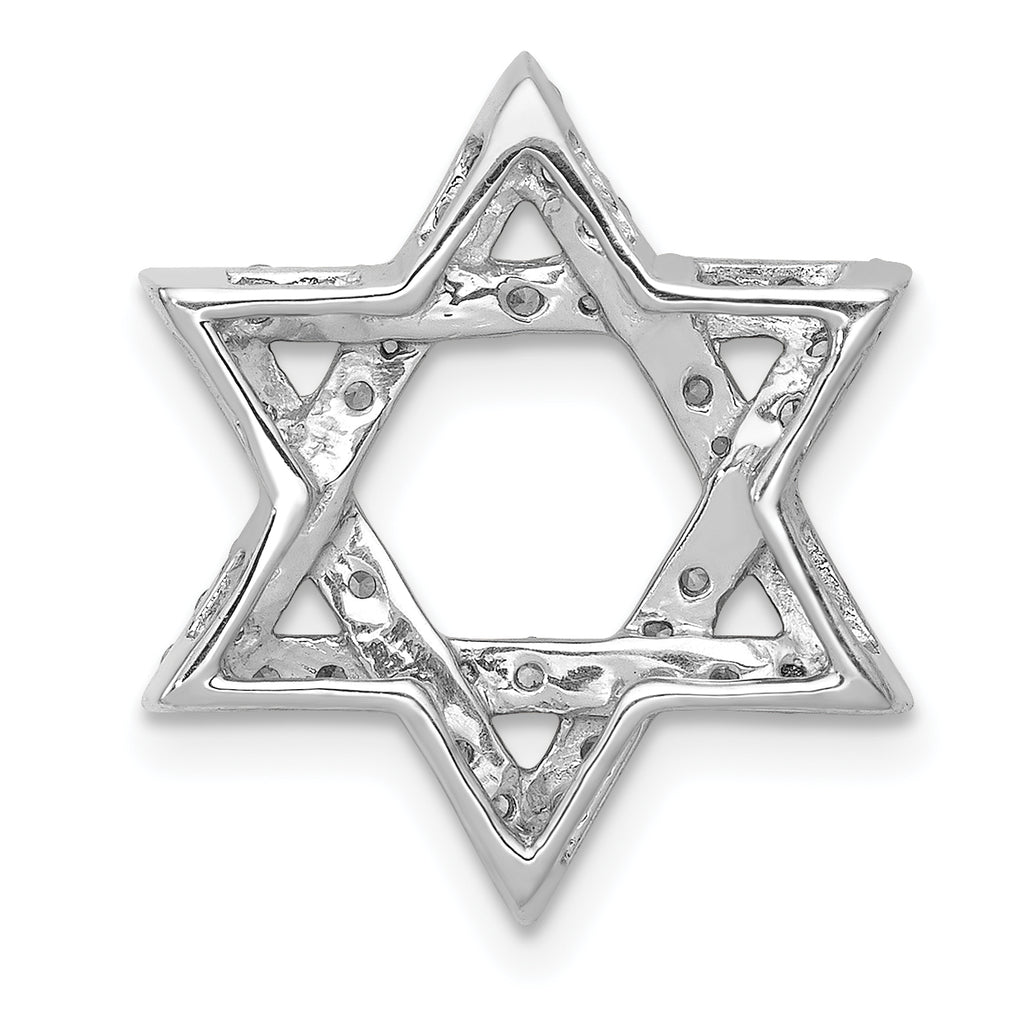 14k White Gold 1/2 carat Lab Grown Diamond VS/SI+ G+ Complete Star of David Chain Slide Pendant