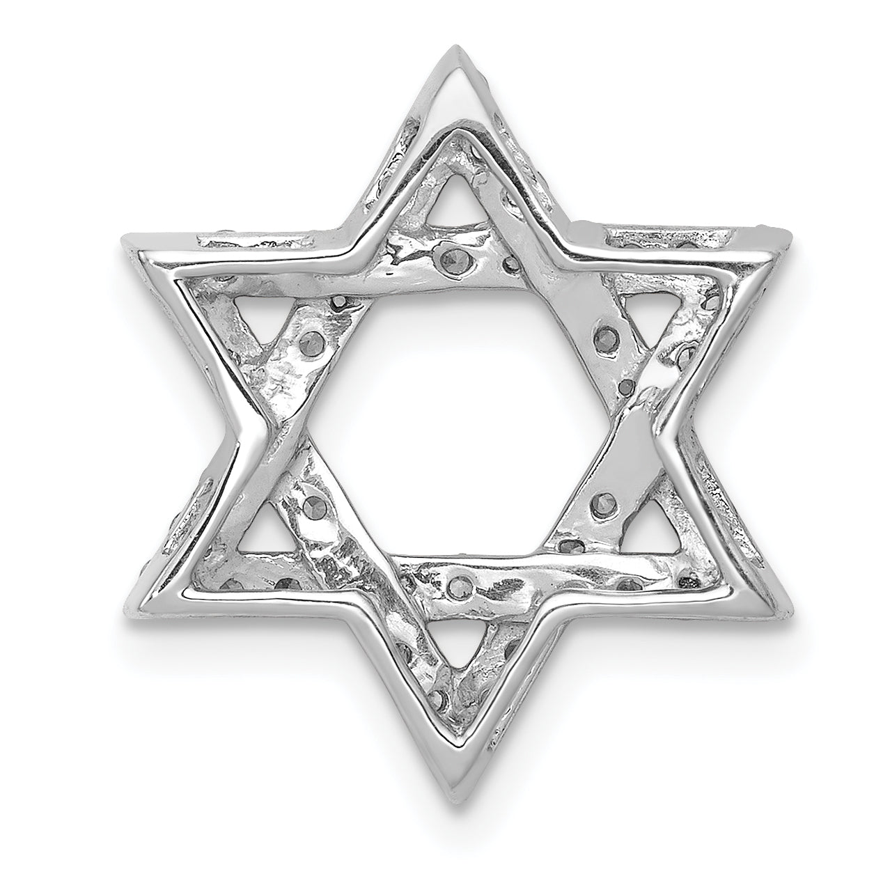 14k White Gold 1/2 carat Lab Grown Diamond VS/SI+ G+ Complete Star of David Chain Slide Pendant