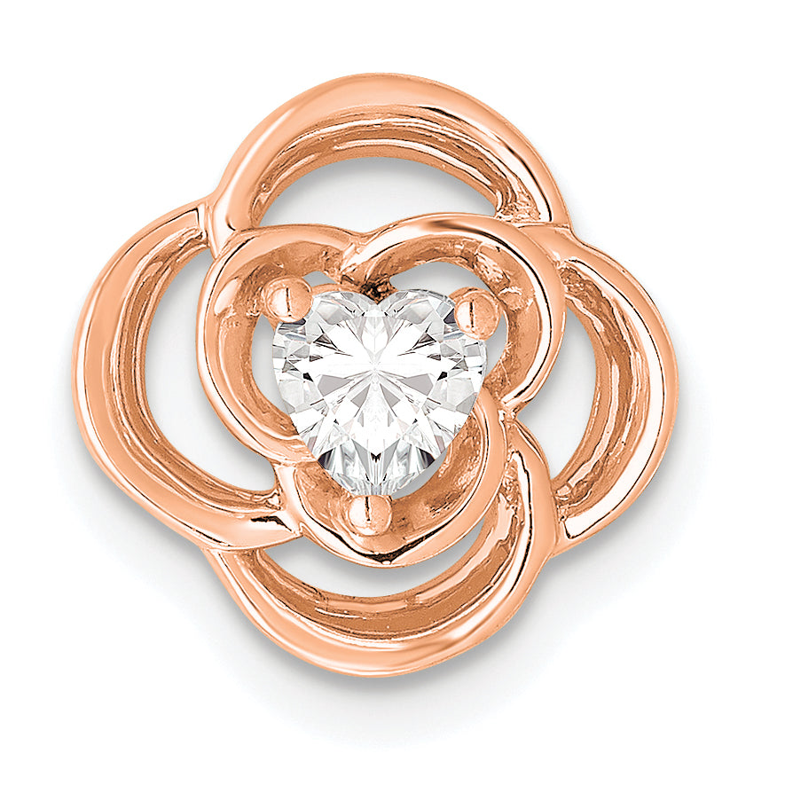 14k Rose Gold 1/4 carat Lab Grown Diamond VS/SI+ G+ Complete Flower Chain Slide Pendant Main image
