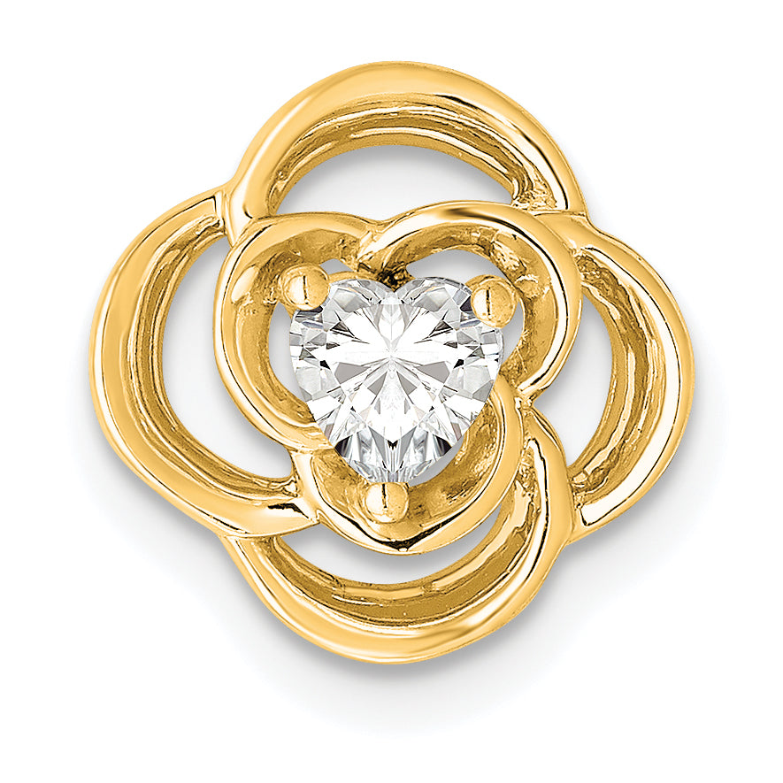 14k 1/4 carat Lab Grown Diamond VS/SI+ G+ Complete Flower Chain Slide Pendant Main image