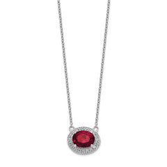 14k White Gold 1/5 carat Lab Grown Diamond VS/SI+ G+ and Created Ruby 18 inch Necklace