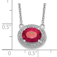 14k White Gold 1/5 carat Lab Grown Diamond VS/SI+ G+ and Created Ruby 18 inch Necklace