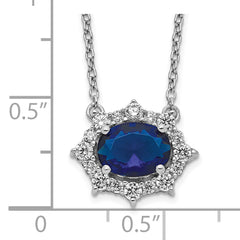 14k White Gold 3/8 carat Lab Grown Diamond VS/SI+ G+ and Created Sapphire 18 inch Necklace