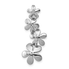 14k White Gold 1/8 carat Diamond Four Flower Chain Slide