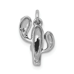 14k White Gold Diamond Cactus Pendant