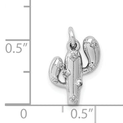 14k White Gold Diamond Cactus Pendant
