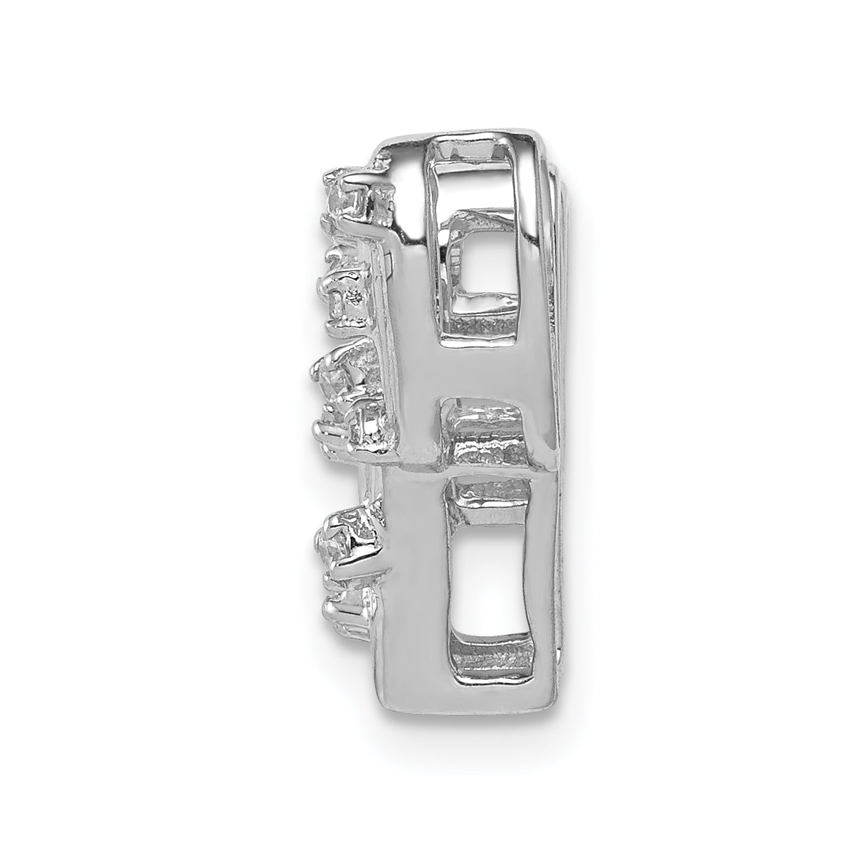 14K White Gold Polished Diamond 1/10 carat Cactus Chain Slide Pendant