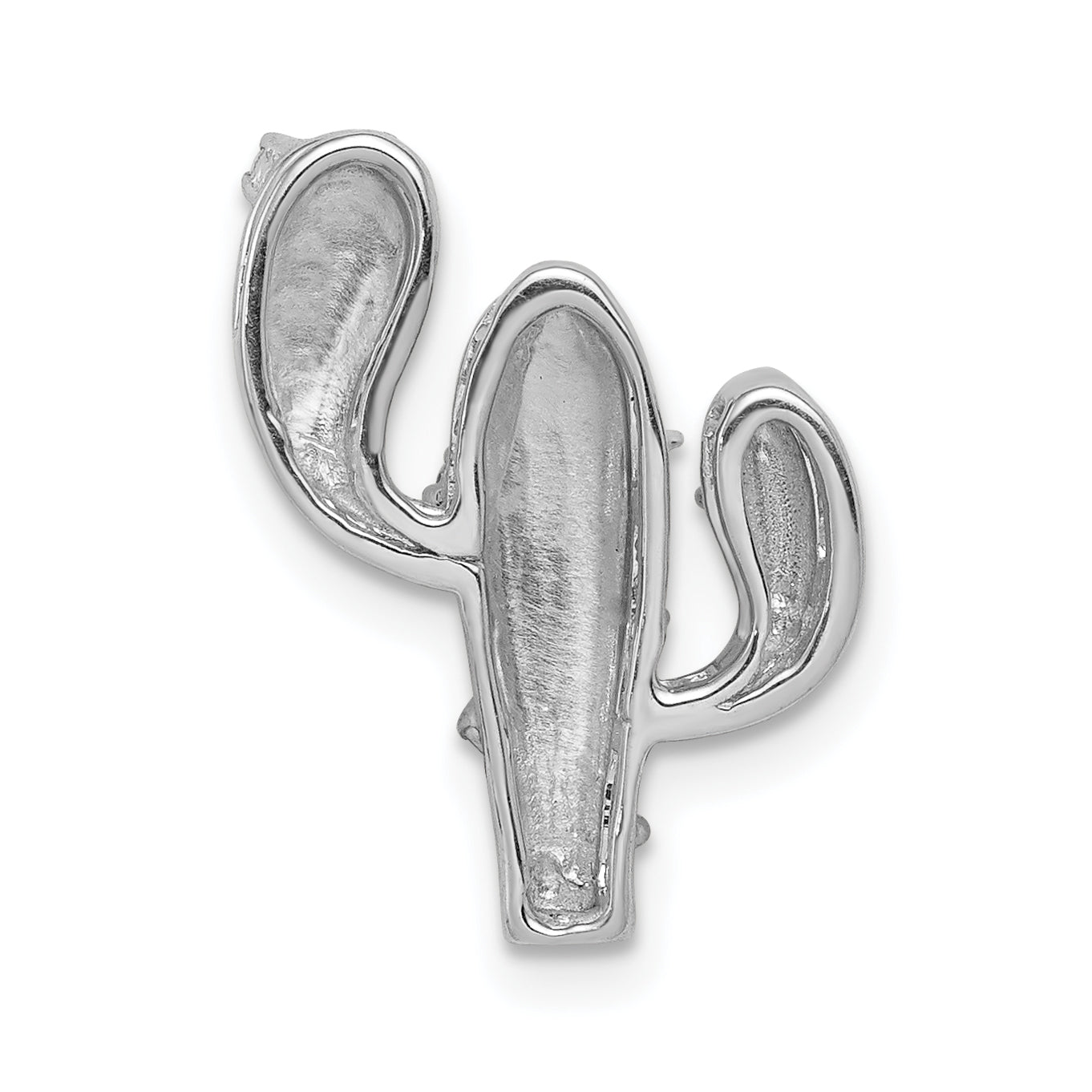 14K White Gold Polished Diamond 1/10 carat Cactus Chain Slide Pendant