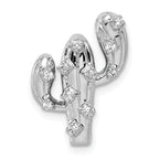 14K White Gold Polished Diamond 1/10 carat Cactus Chain Slide Pendant