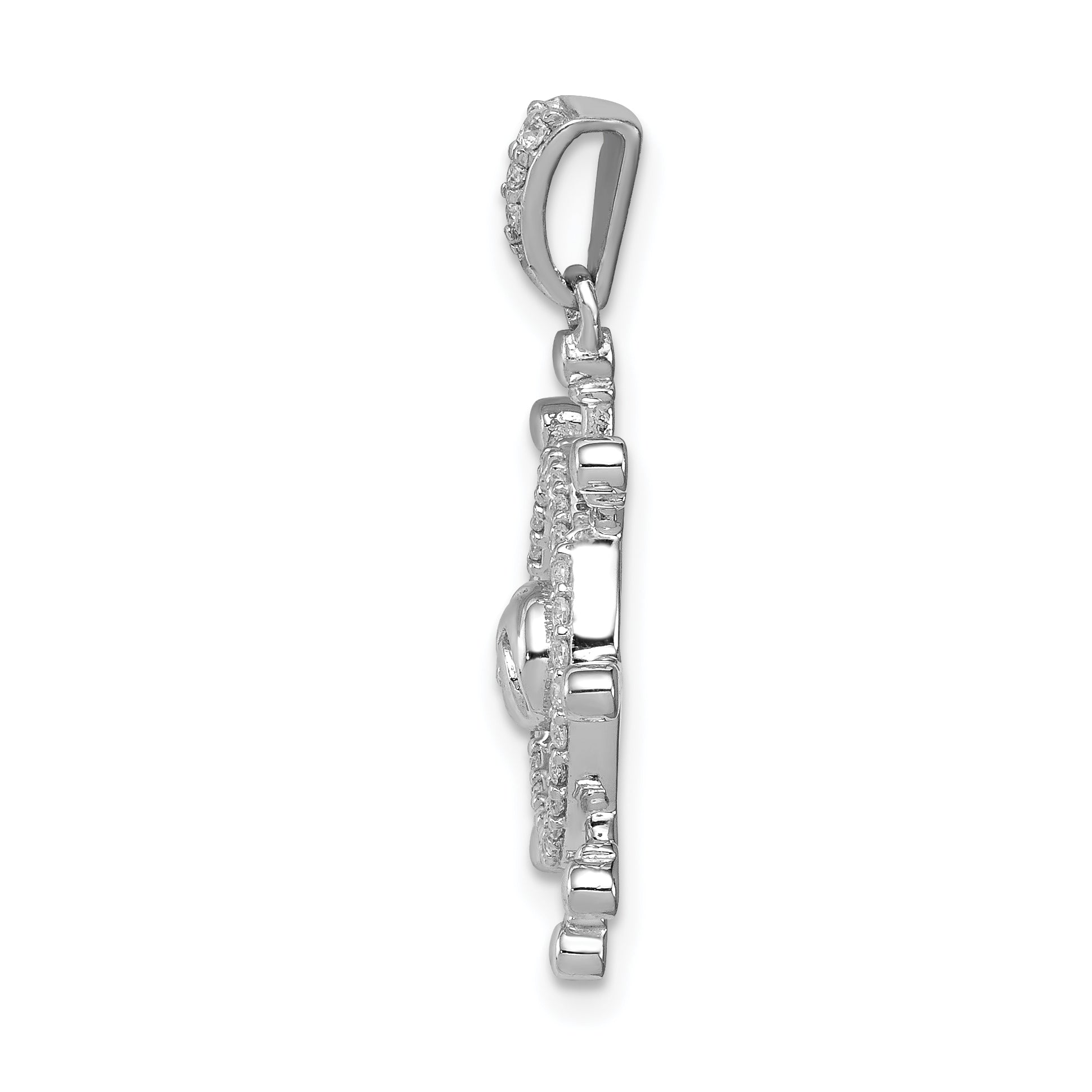 14k White Gold 1/6 carat Diamond Ship Wheel Pendant Secondary image