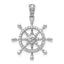 14k White Gold 1/6 carat Diamond Ship Wheel Pendant