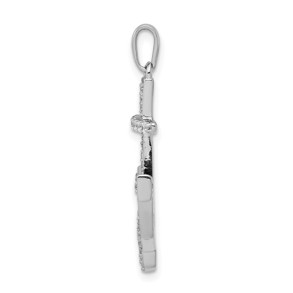 14k White Gold 1/4 carat Diamond Anchor Pendant