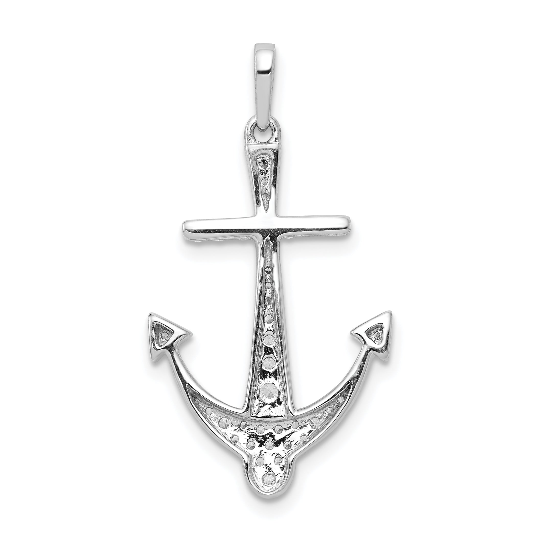 14k White Gold 1/4 carat Lab Grown Diamond VS/SI+ G+ Complete Anchor Pendant