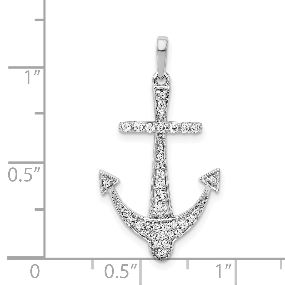 14k White Gold 1/4 carat Diamond Anchor Pendant