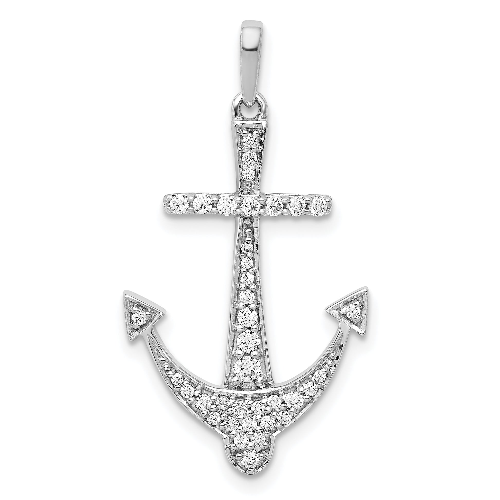 14k White Gold 1/4 carat Lab Grown Diamond VS/SI+ G+ Complete Anchor Pendant Main image