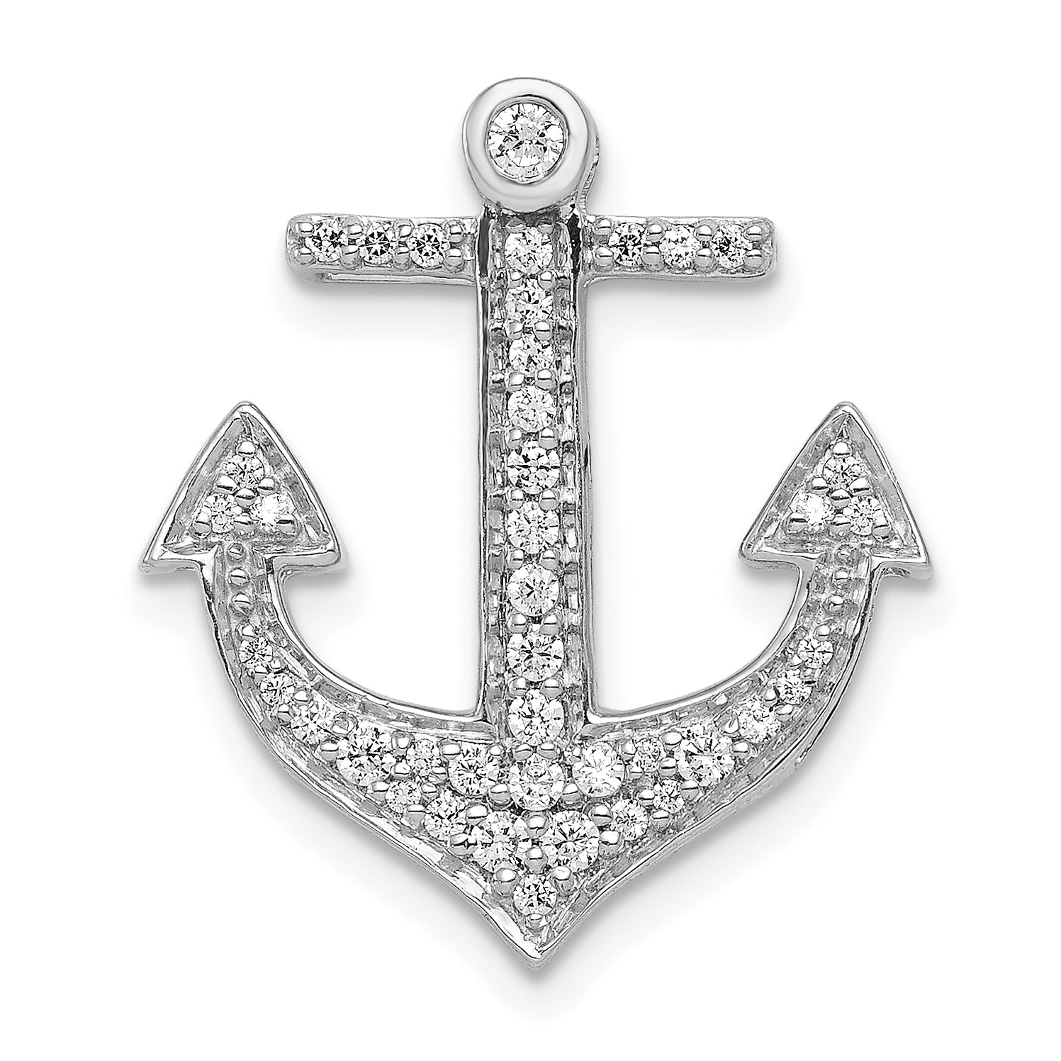 14k White Gold 1/4 carat Diamond Anchor Chain Slide Main image