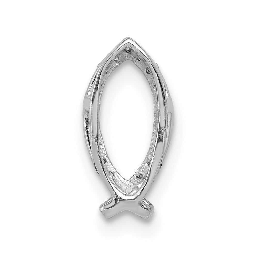 14k White Gold 1/15 carat Diamond Ichthus Fish Chain Slide