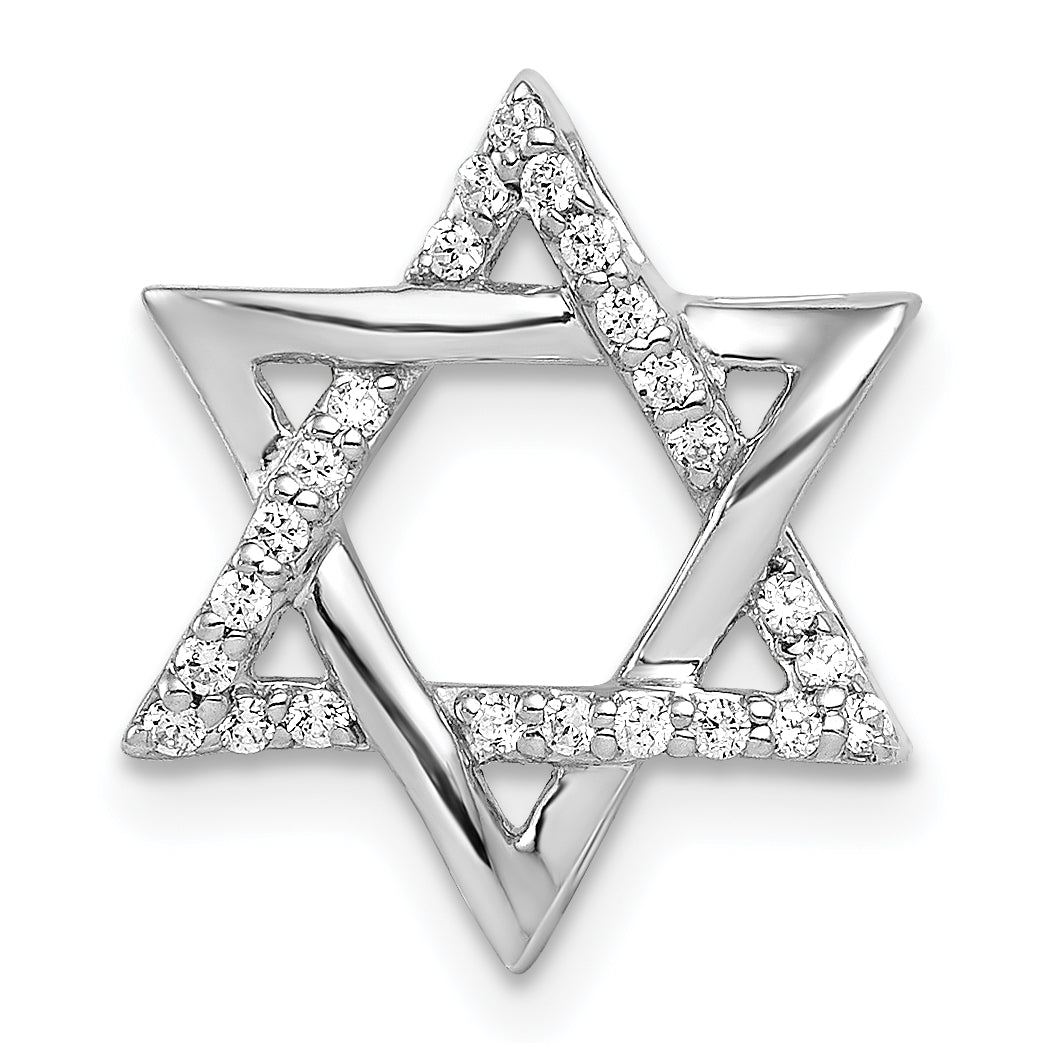 14k White Gold 1/8 carat Diamond Star of David Chain Slide Main image