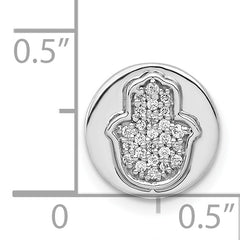 14k White Gold 1/10 carat Diamond Hamsa Round Chain Slide