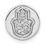 14k White Gold 1/10 carat Diamond Hamsa Round Chain Slide