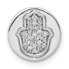 14k White Gold 1/10 carat Diamond Hamsa Round Chain Slide