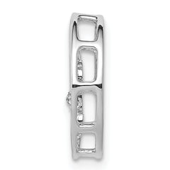 14k White Gold Diamond Fleur De Lis in Circle Chain Slide