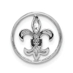 14k White Gold Diamond Fleur De Lis in Circle Chain Slide