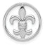 14k White Gold Diamond Fleur De Lis in Circle Chain Slide