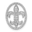 14k White Gold Oval 1/5 carat Diamond Fleur de Lis in Oval Chain Slide