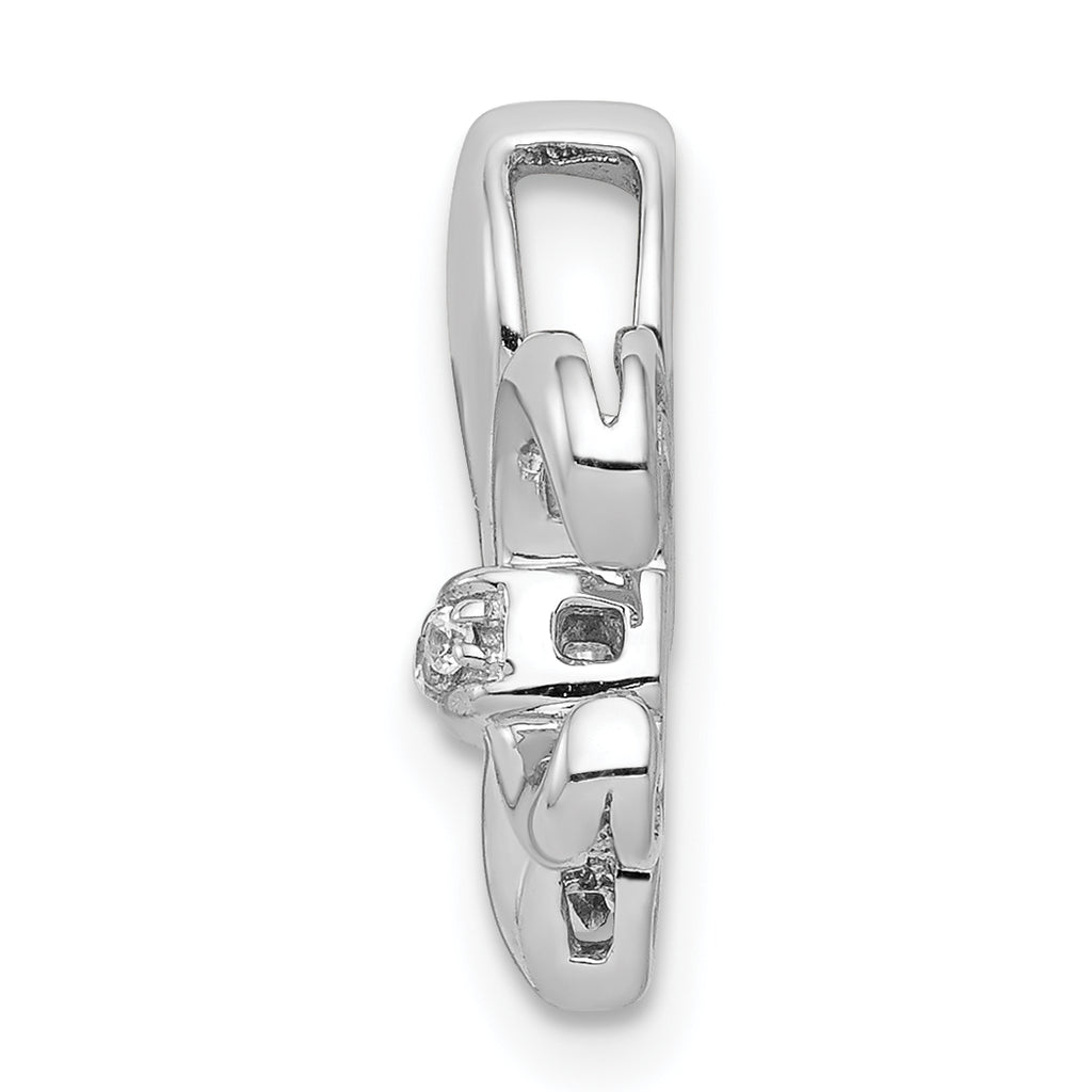 14k White Gold Diamond Fleur de Lis Chain Slide