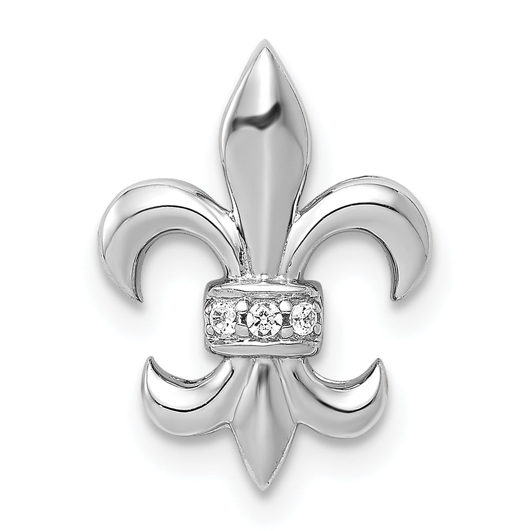14k White Gold Diamond Fleur de Lis Chain Slide Main image