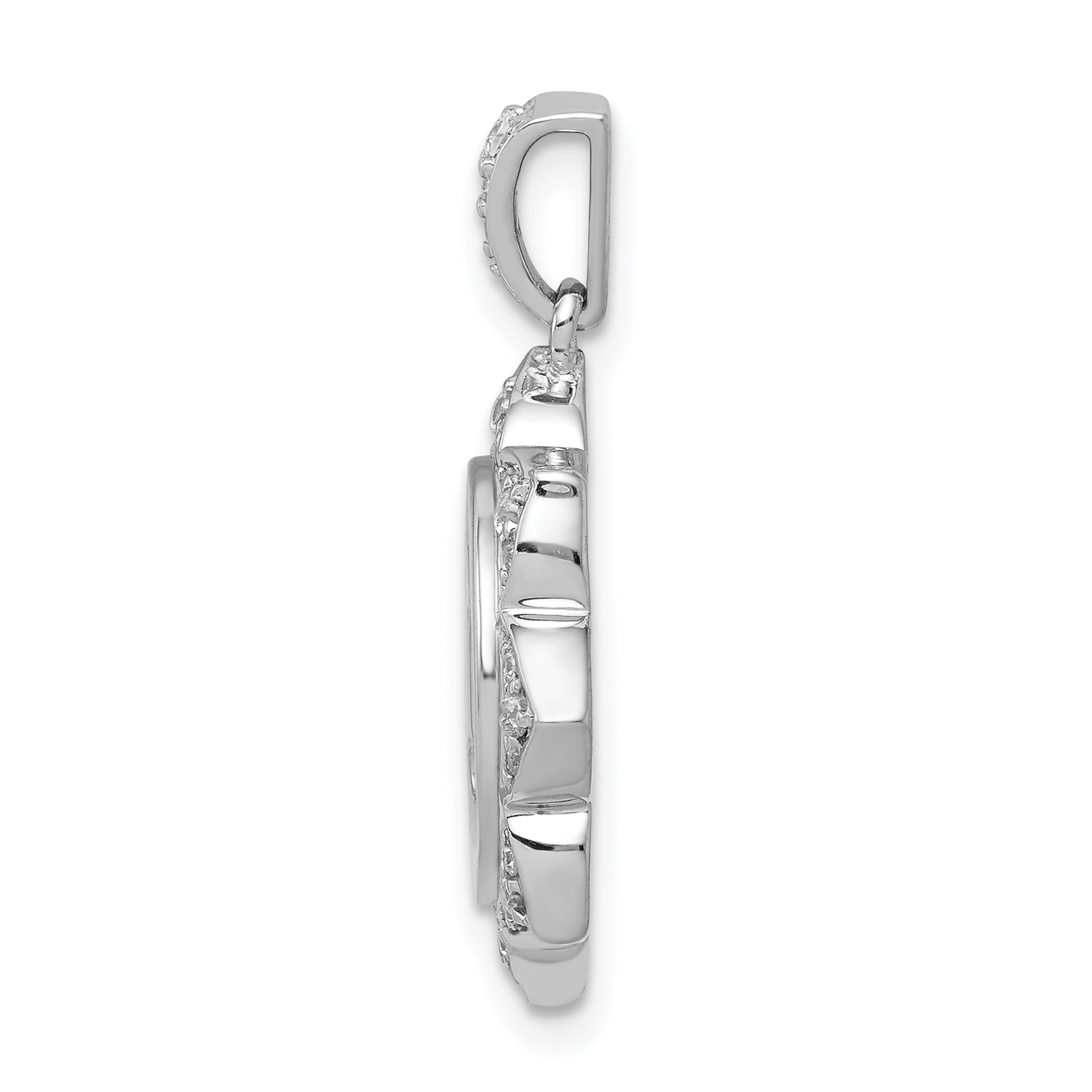 14k White Gold 1/6 carat Diamond Buddha Pendant