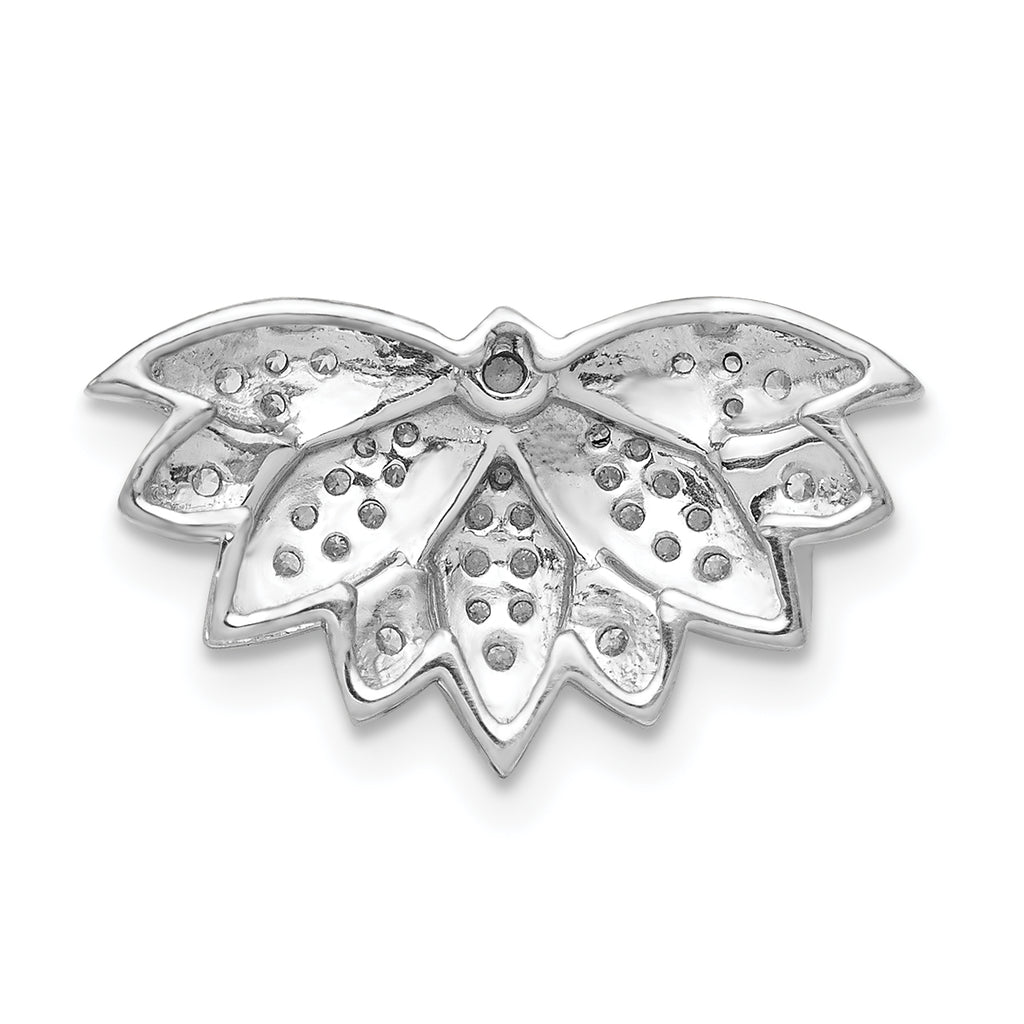 14k White Gold 1/5 carat Diamond Lotus Flower Chain Slide