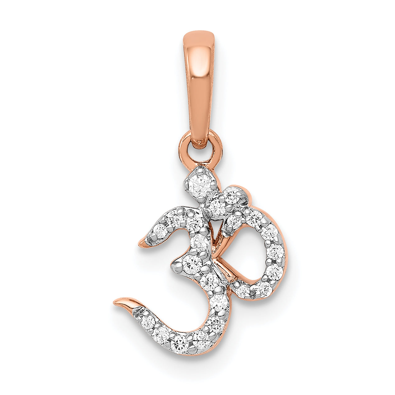 14k Rose Gold 1/10 carat Diamond Om Symbol Pendant Main image