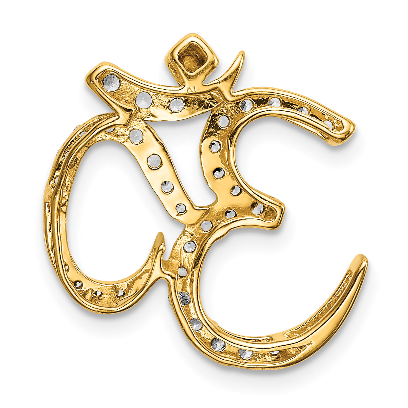 14k 3/8 carat Lab Grown Diamond VS/SI+ G+ Complete Om Chain Slide Pendant