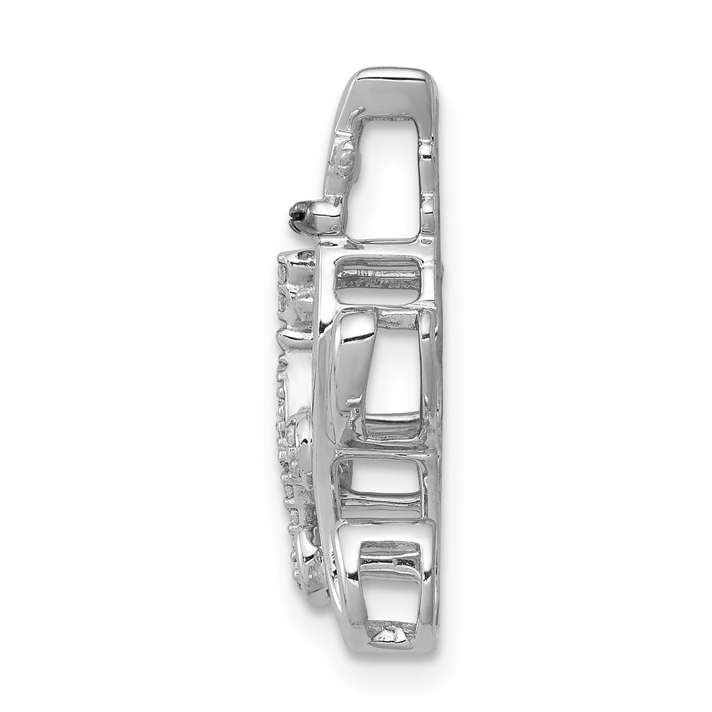 14k White Gold White and Black Diamond Big and Little Cats Chain Slide